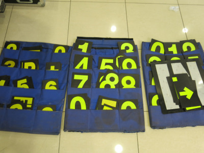 3 x Pit Wall Number Pouches with Large Quantity of Fluorescent Numbers.