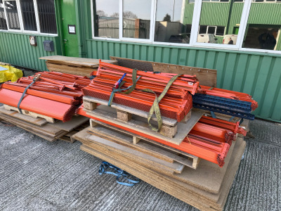 Large Quantity of Orange & Blue Parts Racking to Include: 14 x 2.5M Uprights (1.2M Width), 45 x 2M Uprights (0.9M Width), 22 x 2.5M Uprights, 16 x Assorted Sized Uprights, 232 x 1.25M Beams & 386 x 1.9M Beams & 235 x Assorted Sized Boards.