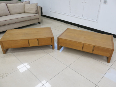2 x Heavy 3 Drawer Wooden Coffee Tables, Size H35 x W120 x D70cm
