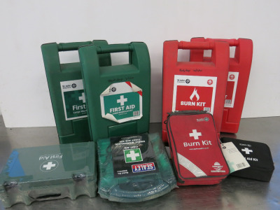 First Aid Equipment to Include: 2 x First Aid Large Workplace Kit, 2 x Burn Kits Large & 4 x Other (Unchecked).