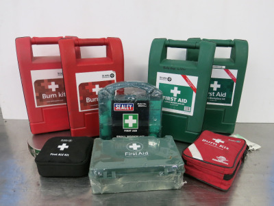 First Aid Equipment to Include: 2 x First Aid Large Workplace Kit, 2 x Burn Kits Large & 4 x Other (Unchecked).
