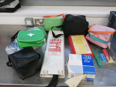 Assorted First Aid & Made Up Medical Kits with 2 x Fire Blankets (Unchecked).