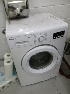 Electra Washing Machine, Bluedry Hand Dryer and Black Cleaning Cupboard with Contents.