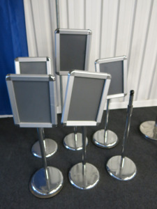 6 x Chrome A4 Display Stands.