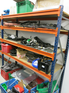 1 x Bay with 4 Shelves of Assorted Jaguar Spare & Used Parts in 11 x Assorted Crates & Loose (As Viewed).