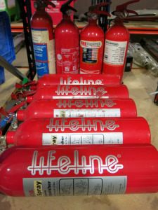 9 x Assorted Fire Extinguishers (Condition Unknown).
