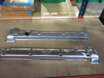 Pair of Jaguar XK Cam Shafts Covers in Polished Aluminium.