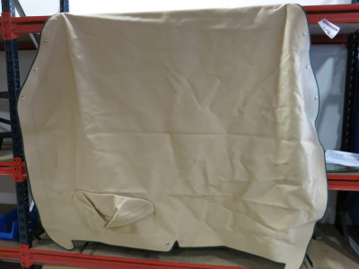 Jaguar XK120 Tonneau Cover in Beige with Green Trim in Carry Case.