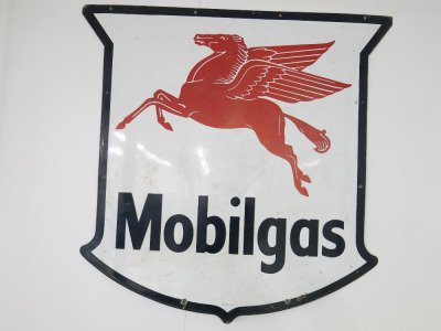 Mobile Gas 'Pegasus Logo' Vintage Original Enamel Sign. Size H120 x W115cm.