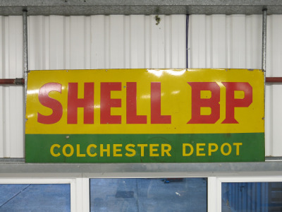 Shell BP 'Colchester Depot' Vintage Original Enamel Sign. Size H76 x W183cm.