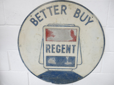 Regnet 'Better Buy' Vintage Original Pressed Tin Sign. Size Dia 81cm.