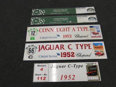 5 x Assorted Classic Car Race Advertising Signs (As Viewed).