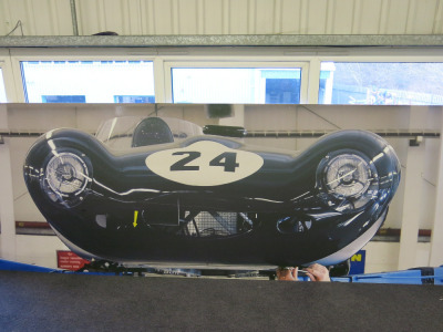 Classic Care Garage Picture (Jaguar D Type). Size H125cm x W350cm.