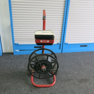 Parker Hand Strapping Dispenser Trolley with Part Reel of Strapping & Qty of Clips.