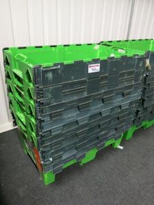 5 x XL Pallet Crates with Folding Lid in Green.