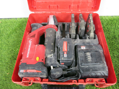 Rothenberger Twin Turbo Romax Compact TT Cordless Crimper in Carry Case with 2 x Batteries (2AH & 4AH), Charger & 3 x Crimping Heads (Missing 1).