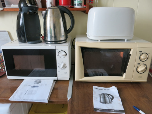 Assorted Kitchen Equipment to Include: 2 x Microwave Ovens, Kettle, Toaster, Nescafe Coffee Machine. (As Viewed). (Tower Building).
