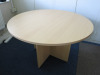 Light Wood Furniture (Located Throughout the Tower Building Offices) to Include: 2 x Round Tables, Wave Desk & Pedestal, Pigeon Hole Cabinet, 4 Drawer & 2 Drawer Filing Cabinets, 2 Door Cupboard, 4 x Chrome Framed Blue Hopsack Chairs, 4 x Operators Chairs - 4