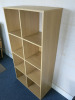 Light Wood Furniture (Located Throughout the Tower Building Offices) to Include: 2 x Round Tables, Wave Desk & Pedestal, Pigeon Hole Cabinet, 4 Drawer & 2 Drawer Filing Cabinets, 2 Door Cupboard, 4 x Chrome Framed Blue Hopsack Chairs, 4 x Operators Chairs - 7