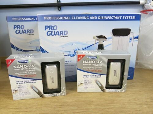 2 x New Boxed Pro Guard Professional Cleaning & Disinfectant Systems. Comes with 2 x Nano UV Disinfectant Light Scanners. (Tower Building).