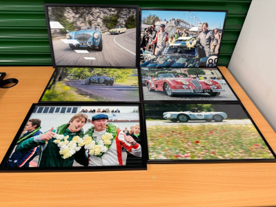 6 x Framed & Glazed Photographs of Racing Car scenes including Goodwood, Monaco Etc.