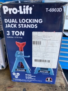 Pair of Pro-Lift Dual Locking 3 Ton Axle Stands in Box.