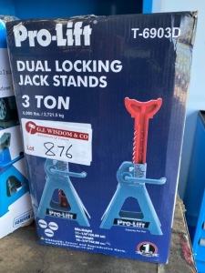 Pair of Pro-Lift Dual Locking 3 Ton Axle Stands in Box.