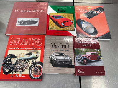 6 x Classic Car Hardback Books to Include: Rolls Royce, Maserati, Ducati, Lamborghini & BMW.