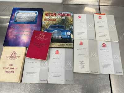 10 x Aston Martin Register Books and Hardback Books.