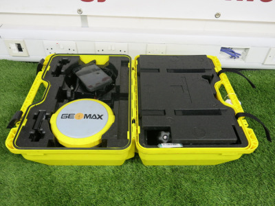 GeoMax Multi Constellation GNSS Receiver, Model Zenith 16, S/N 1783390. Comes with 2 x Geo Max Rechargeable Li-ion Batteries, Type ZBA201, 1 x Charger, Type ZCH201, 1 x GeoMax Tribrach, Type ZTR101, Quick Guide & Rugged Tablet Computer Smart Phone, Model 