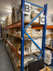 Approx 30 Bays or Boltless Racking in Orange & Blue to Include: 34 x Uprights (260cm x 90cm), 88 x Crossbeams (270cm) & 44 x Assorted Wood & Slate Shelves. NOTE: located London, E9, buyer to view & collect by appointment only and supply sufficient labour - 2