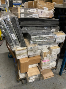 Large Trolley Containing 24 Packs of Assorted Laminate & Wood Flooring & 7 Packs of Floor Underlay. Note Minimum of 2 Packs per Type. (Trolley Not Included).