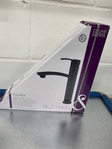 2 x Cooke & Lewis Tolmer New/Boxed Single Lever Black Kitchen Mixer Tap.