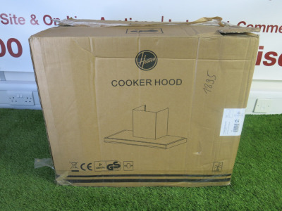 Boxed Hoover Wall Mounted Cooker Hood, Model HTS6CBK5XWIFI.