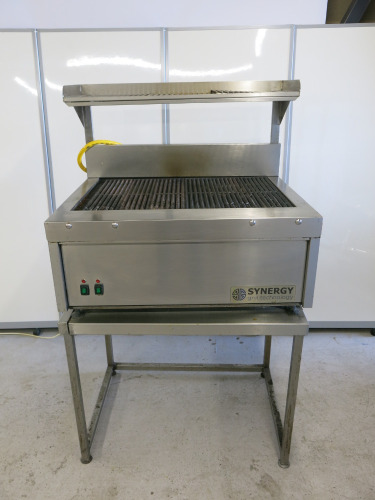 Synergy Commercial Gas Cooking Grill, Model SG900, S/N SG90000001374, Comes with Metal Table. Size H150 x W90 x D72cm.