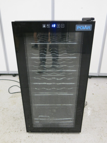 Polar C Series 28 Bottle Table Top Single Door Wine Fridge, Model CC066, S/N 21050360. Size H83 x W43 x D45cm.