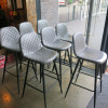 7 x Grey Quilted Effect High Stalls on Metal Frame. - 2