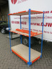 RapidRacking Shelf Trolley in Blue & Orange with 5 x Chipboard Decks, Size H170 x W122 x D61cm. - 2