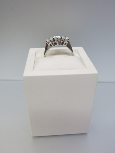 18ct White Gold, Diamond Ring with 3 x Set Equal Size Diamonds in Box. Ring Size K-L. RRP &pound;5395.