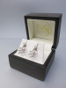 Pair of 18ct White Gold Earrings, Diamond Fan Drop with 6 x Diamond Stones (0.35ct) & Pearl Studs in Box. RRP &pound;1740.