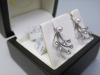 Pair of 18ct White Gold Earrings, Diamond Fan Drop with 6 x Diamond Stones (0.35ct) & Pearl Studs in Box. RRP &pound;1740. - 2