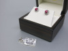 Pair of 18ct White Gold Earrings with Round Ruby Stone Stud & Diamond Cluster Surround in Box. RRP &pound;1595. NOTE: missing 1 x clasp. - 4