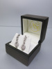 Pair of 18ct White Gold Earrings with Diamond Twisted Cluster Drop in Box. RRP Unknown.