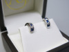Pair of 18ct White Gold Hoop Earrings with 2 x Diamond & 3 x Sapphire Studs (Dia 0.30ct) in Box. RRP &pound;1595. - 2