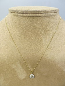 18ct Gold Necklace with Pear Shaped Brilliant Cut Diamond Pendant with Diamond Surround & 18ct Gold 16" Chain. RRP &pound;2123.