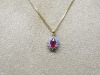 18ct Gold Necklace with Ruby (0.71ct) & Diamond (0.18ct) Oval Cluster Pendant. RRP &pound;1050. - 2