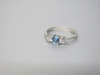 Platinum Aqua & Diamond 3 Stone Ring (0.44ct). Ring Size M-N. &pound;1895. - 3