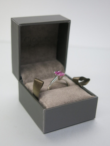 18ct White Gold, Emerald Cut Pink Sapphire. Ring Size M. RRP &pound;1295.
