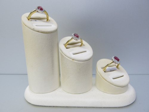 Collection of 3 x 18ct Gold Ruby & Diamond Cluster Rings with White Gold Claws. Ring Sizes M. Total RRP &pound;3245.