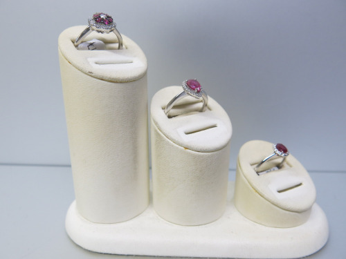 Collection of 3 x 18ct White Gold Ruby & Diamond Rings. Ring Sizes M. Total RRP &pound;4150.